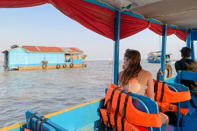 Floating Village Sunset Boat Vespa Tour / Tuk Tuk Available - Tonle Sap sunset from the upper deck: the calm payoff